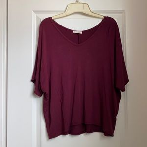 Women's Short Sleeve Burgundy Top L